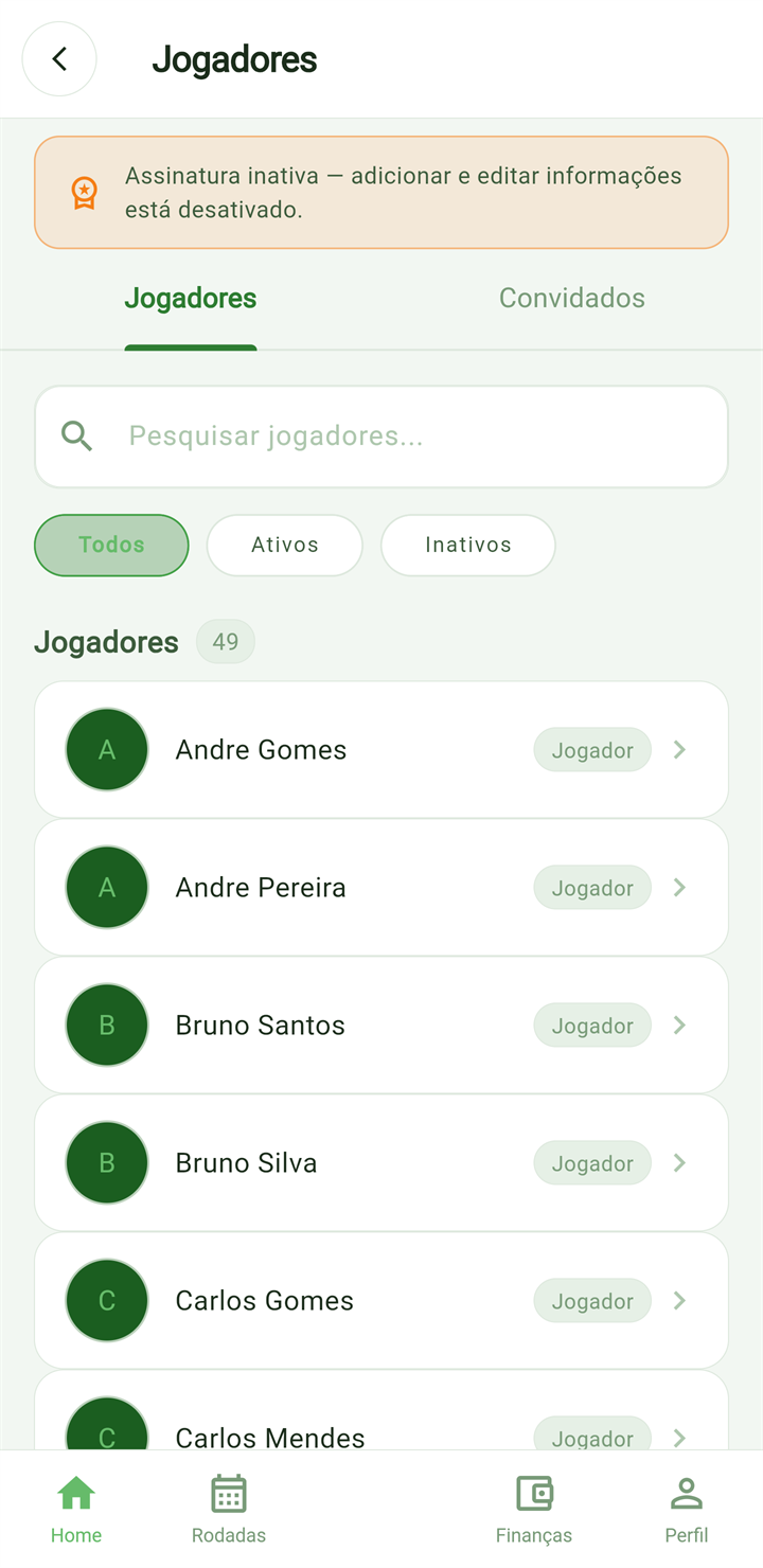 Jogadores da pelada