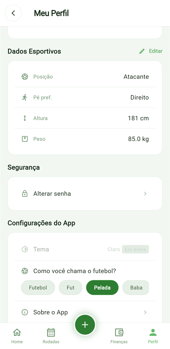 Perfil do jogador